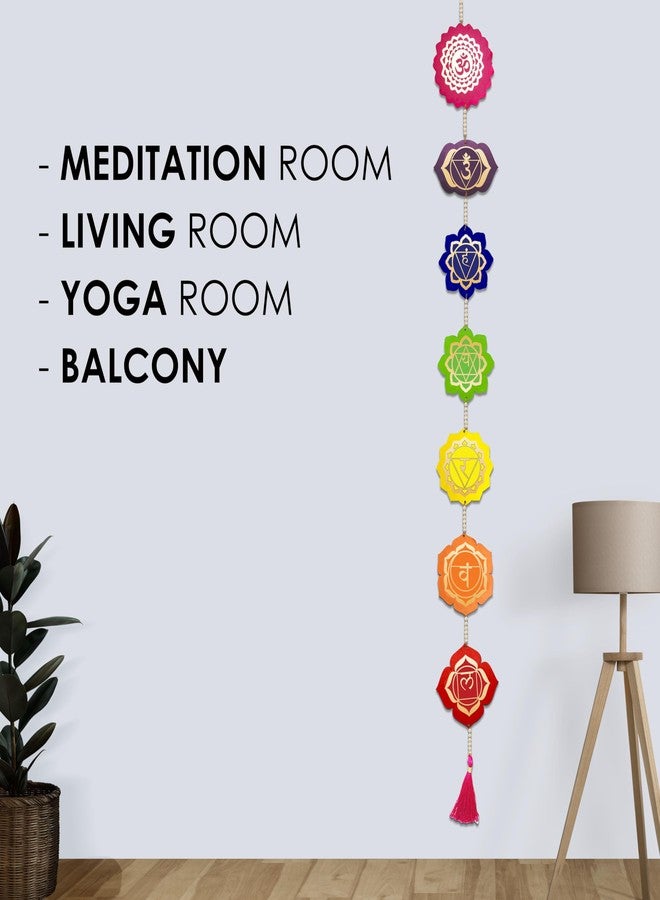 SOLOBOLO Engineered Wood Seven Chakra Wall Hanging Decor,Perfect Mandir & Home Decoration Item,Ideal Housewarming Good Luck Gift,Includes Gomati For Prosperity,Vibrant Decor Items Home,106 Cm - Image 5